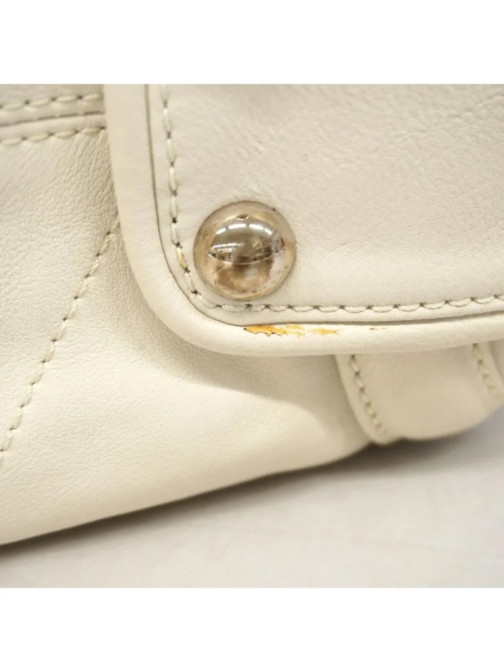 Chanel Handle Calfskin Ivory Silver Handbag